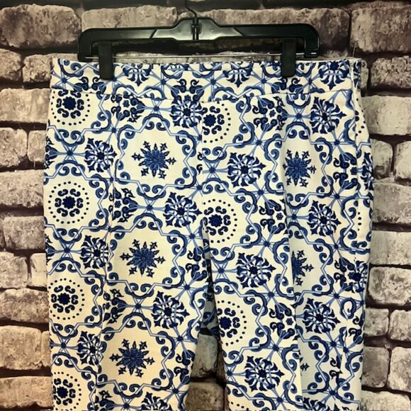 Talbots Blue & White Crop Pants Size 14 - Picture 2 of 8